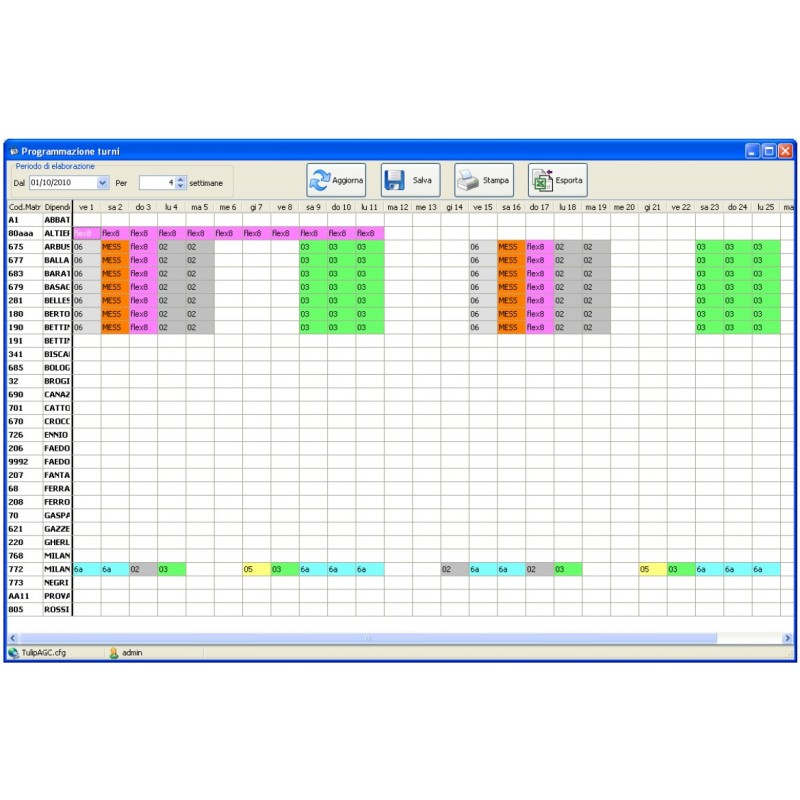 Software Tulip Programmazione Turni Periodici